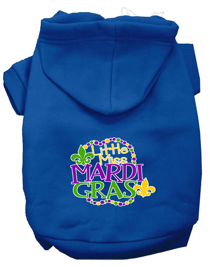 Pet Dog & Cat Hoodie Screen Printed, "Little Miss Mardi Gras"