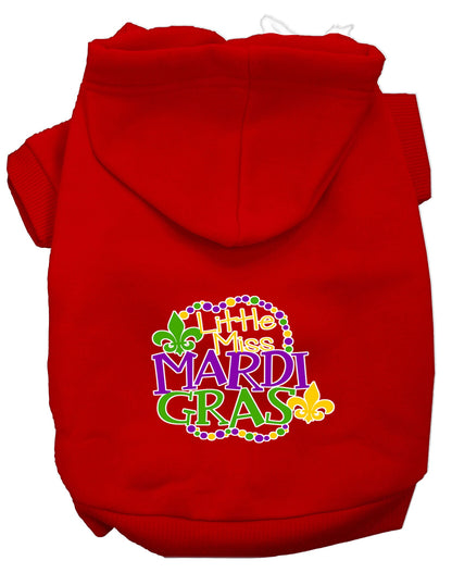 Pet Dog & Cat Hoodie Screen Printed, "Little Miss Mardi Gras"