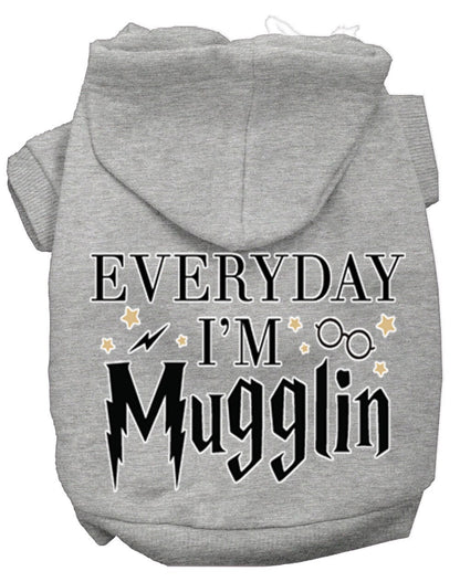 Pet Dog & Cat Hoodie Screen Printed, "Everyday I'm Mugglin"