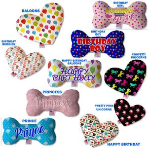 Pet, Dog Canvas or Plush Heart or Bone Toy, "Birthday Group" (Available in different sizes, and 10 different pattern options!)