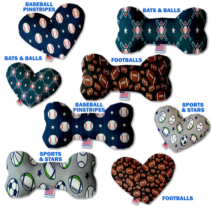 Pet and Dog Canvas or Plush Heart or Bone Toy, "Sports Fan Group" (Available in different sizes, and 4 different pattern options!)