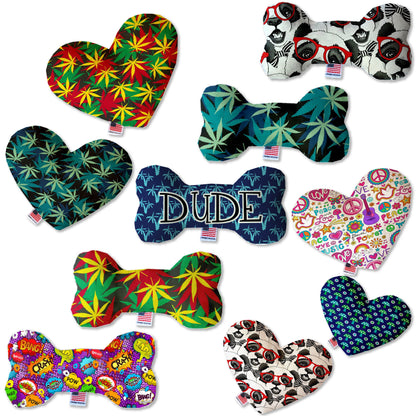 Pet, Dog Canvas or Plush Heart or Bone Toy, "Mary Jane Group" (Available in different sizes, and 7 different pattern options!)