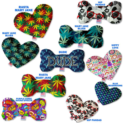 Pet, Dog Canvas or Plush Heart or Bone Toy, "Mary Jane Group" (Available in different sizes, and 7 different pattern options!)