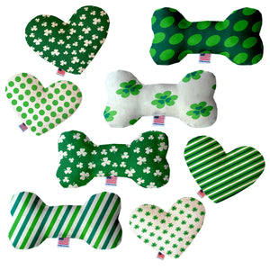 Pet & Dog Plush Heart or Bone Toy, &quot;St. Patrick&#39;s Day Group&quot; (Available in different sizes, and 6 different pattern options!)