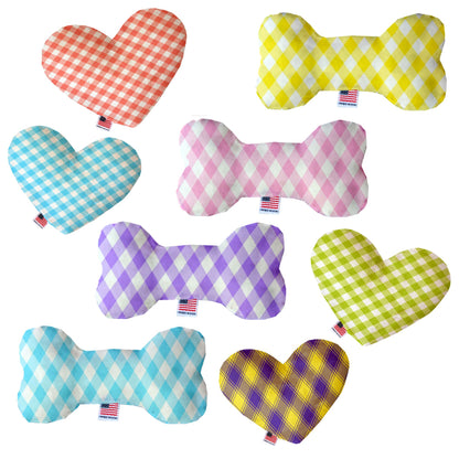 Pet & Dog Plush Heart or Bone Toy, &quot;Plaids Group&quot; (Available in different sizes, and 7 different pattern options!)