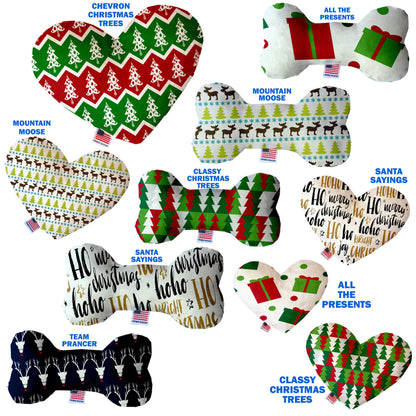 Christmas Pet and Dog Canvas or Plush Heart or Bone Toy, "Classy Christmas Group" (Available in different sizes and 6 different patterns!)