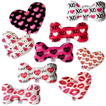 Valentine's Day Pet & Dog Canvas or Plush Heart or Bone Toy, "Sweetheart Group" (Available in different sizes and 7 different patterns!)