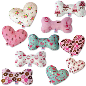 Valentine's Day Pet & Dog Canvas or Plush Heart or Bone Toy, "Sweet Love Group" (Available in different sizes and 6 pattern options!)