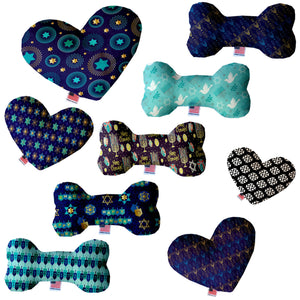 Pet and Dog Canvas or Plush Heart or Bone Toy, "Hanukkah Group" (Available in different sizes, and 8 different pattern options!)