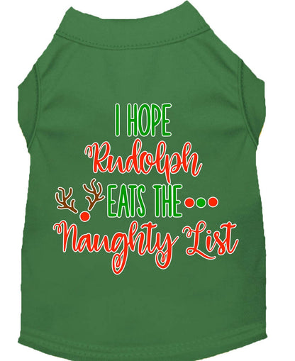 Christmas Pet Dog & Cat Shirt Screen Printed, "I Hope Rudolph Eats The Naughty List"