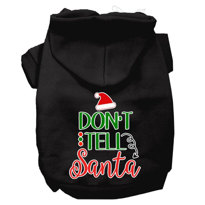 Christmas Pet Dog & Cat Hoodie Screen Printed, "Don't Tell Santa"