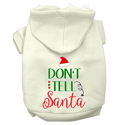 Christmas Pet Dog & Cat Hoodie Screen Printed, "Don't Tell Santa"