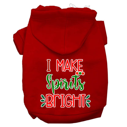 Christmas Pet Dog & Cat Hoodie Screen Printed, "I Make Spirits Bright"