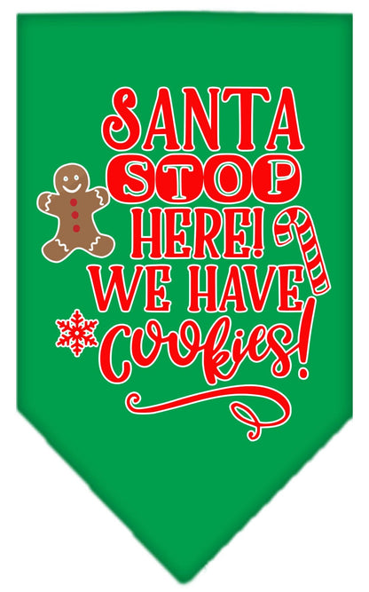 Christmas Pet and Dog Bandana Screen Printed, "Santa, Stop Here! We Have Cookies!"