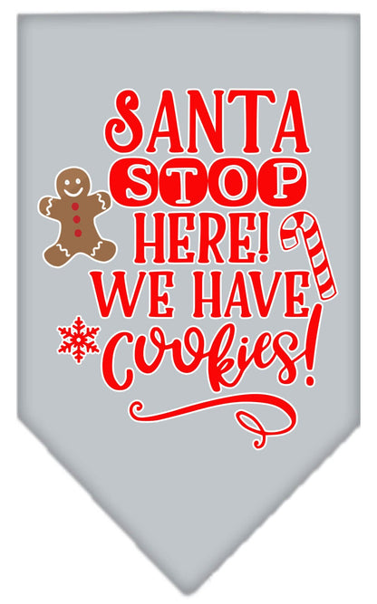 Christmas Pet and Dog Bandana Screen Printed, "Santa, Stop Here! We Have Cookies!"