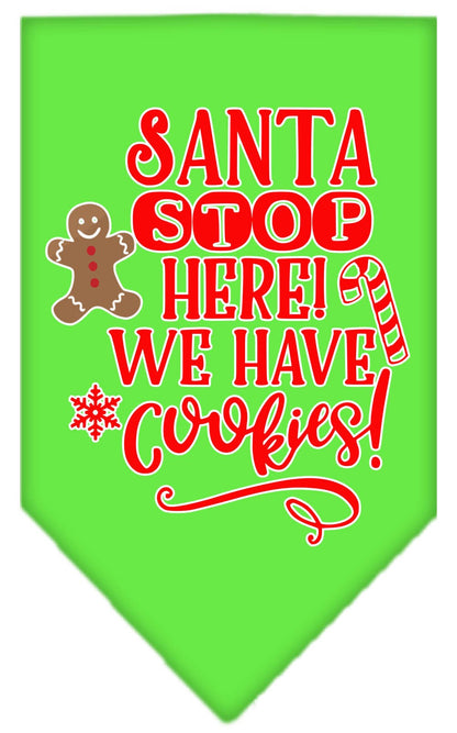 Christmas Pet and Dog Bandana Screen Printed, "Santa, Stop Here! We Have Cookies!"