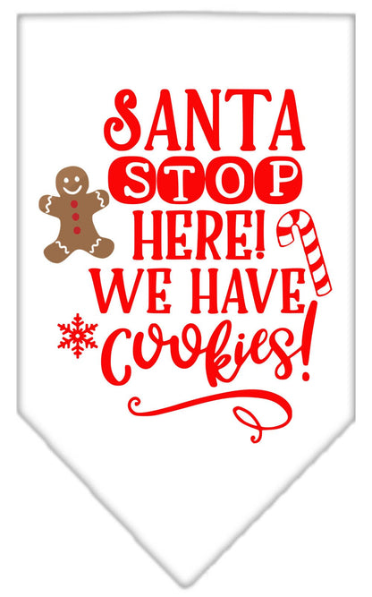 Christmas Pet and Dog Bandana Screen Printed, "Santa, Stop Here! We Have Cookies!"