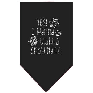 Christmas Pet and Dog Bandana Rhinestone, "Yes! I Want To Build A Snowman"