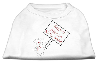 Christmas Pet Dog & Cat Shirt Rhinestone, "Santa Stop Here"