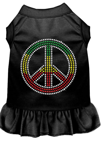 Pet Dog & Cat Dress Rhinestone, "Rasta Peace"