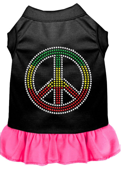 Pet Dog & Cat Dress Rhinestone, "Rasta Peace"