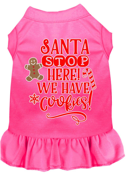 Christmas Pet Dog & Cat Dress Screen Printed, "Santa Stop Here, We Have Cookies"