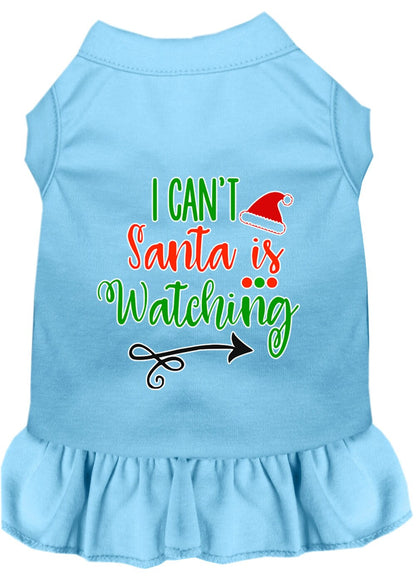 Christmas Pet Dog & Cat Dress Screen Printed, "I Can't, Santa Is Watching"