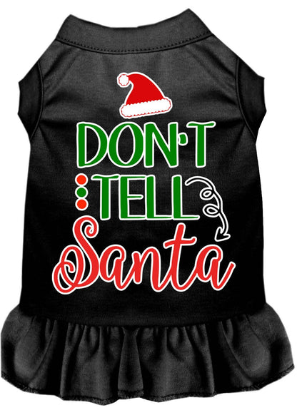 Christmas Pet Dog & Cat Dress Screen Printed, "Don't Tell Santa"