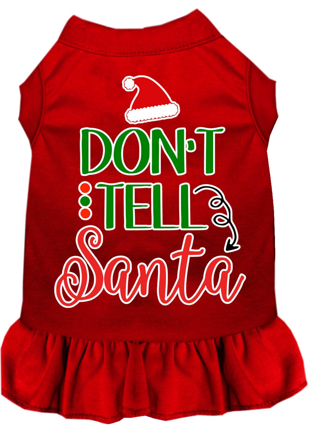 Christmas Pet Dog & Cat Dress Screen Printed, "Don't Tell Santa"