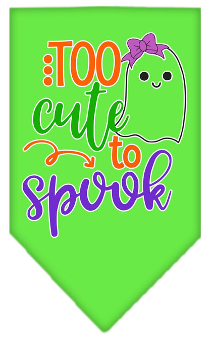 Halloween Pet and Dog Bandana Screen Printed, "Too Cute To Spook - Girly Ghost"