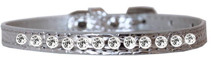 Dog, Puppy & Pet Designer Croc Collar, "One Row Clear Crystal Rimsets"