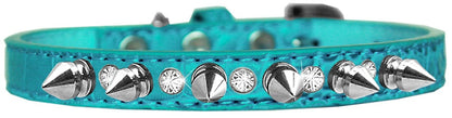 Dog, Puppy and Pet Designer Croc Collar, "Silver Spike & Clear Jewel"