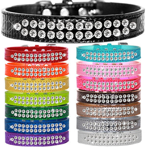 Dog, Puppy & Pet Designer Croc Collar, "Two Row Clear Crystal Rimsets"