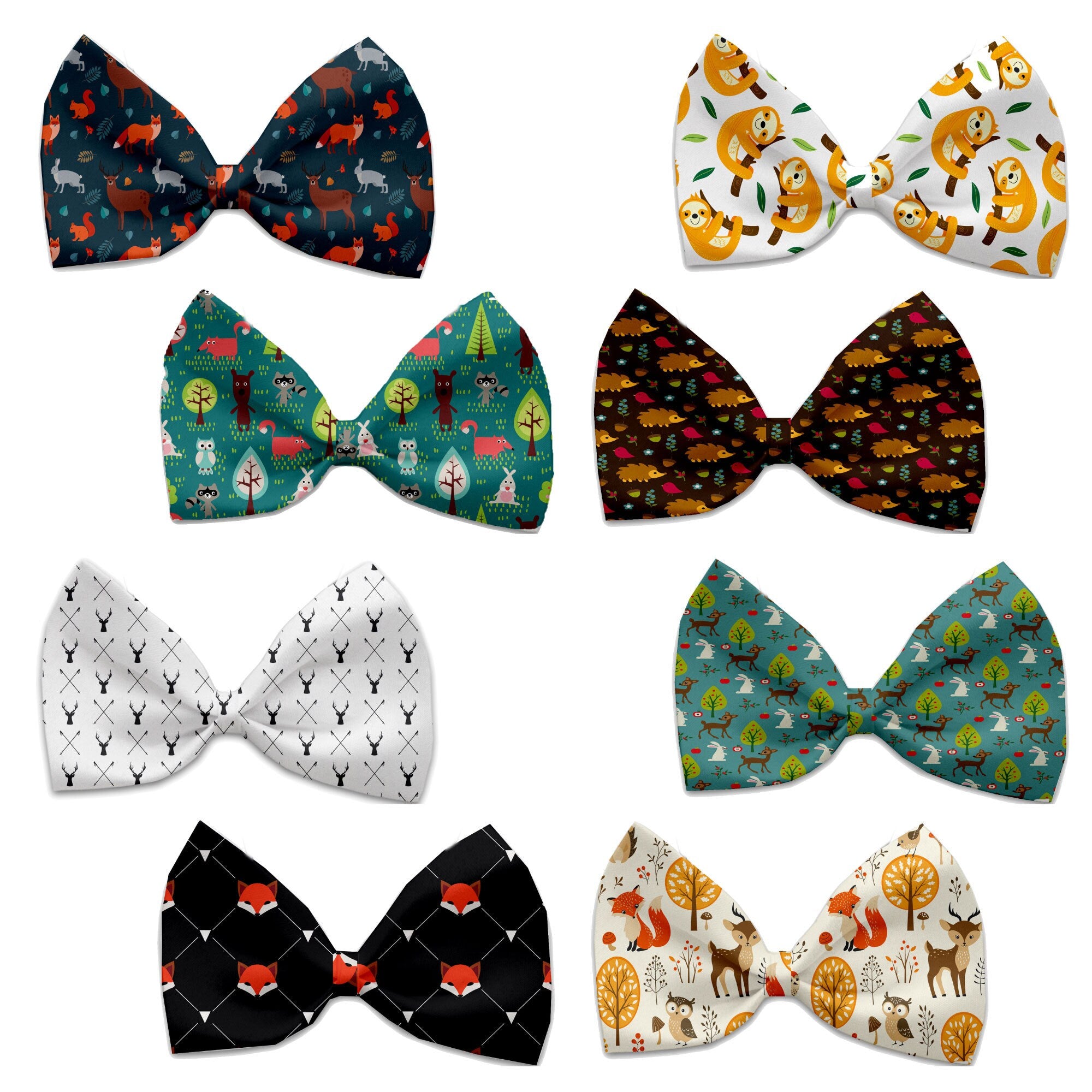 Pet, Dog and Cat Bow Ties, "Forest Friends Group" *Available in 8 different pattern options!*