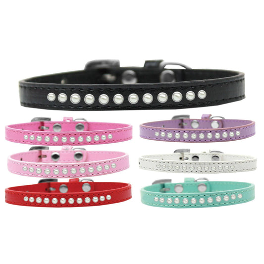 Dog, Puppy & Pet Fashion Collar, "One Row Pearl Rimsets"