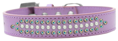 Dog, Puppy and Pet Fashion  Collar, "Ritz Pearl & Aurora Borealis Crystals Rimsets"