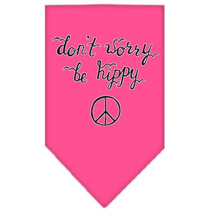Pet and Dog Bandana Screen Printed, "Don't Worry, Be Hippy"