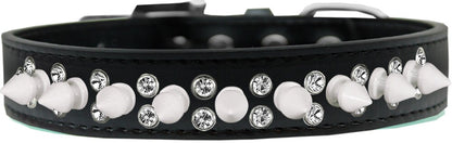 Pet and Dog Spike Collar, "Double Crystal & White Spikes"