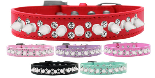Pet and Dog Spike Collar, "Double Crystal & White Spikes"