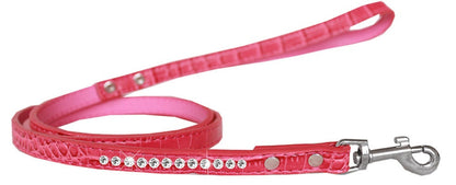 Dog, Puppy & Pet Designer Croc Leash, "One Row Clear Crystal"