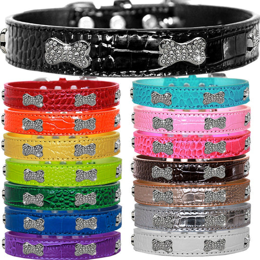 Dog, Puppy & Pet Designer Croc Collar, "Crystal Bone"