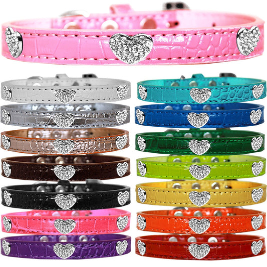 Dog, Puppy & Pet Designer Croc Collar, "Crystal Heart"