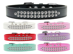 Dog, Puppy & Pet Fashion  Collar, "Two Row Clear Crystal Rimsets"