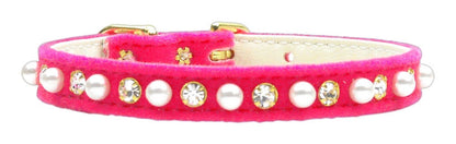 Dog, Puppy and Pet Collar, "Velvet Pearl & Crystal"