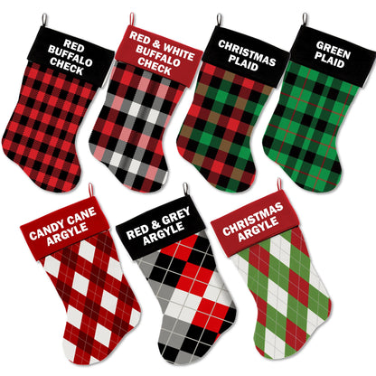 Christmas Velvet Stocking, "Christmas Plaids & Argyles Group" **Choose from 7 different patterns!**