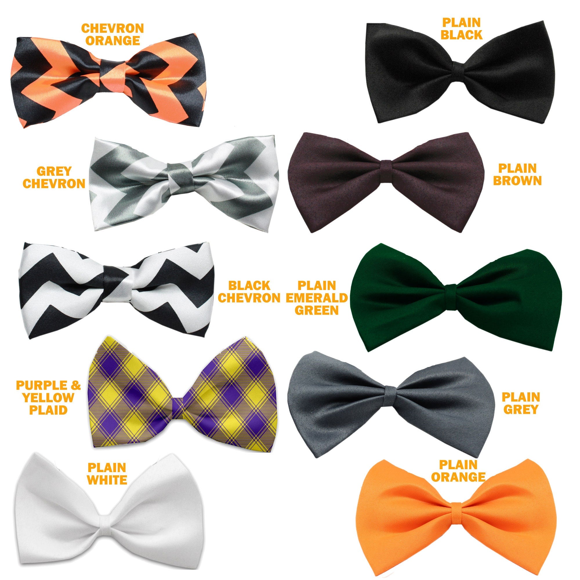 Pet, Dog and Cat Bow Ties, "Fall Chevrons, Plaid & Solid Colors Group" *Available in 10 different options!*