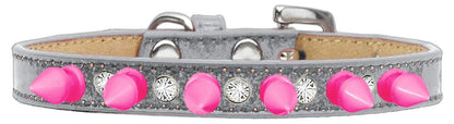 Dog, Puppy and Pet Ice Cream Collar, "Clear Crystal & Bright Pink Spikes"