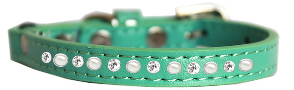 Premium Cat Safety Collar, "Pearl & Clear Jewel"