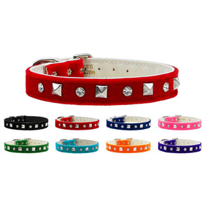 Dog, Puppy and Pet Collar, &quot;Velvet Crystal & Pyramid&quot;