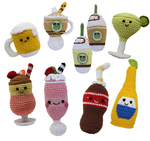 Knit Knacks Organic Cotton Pet, Dog Toy, "Beverages Group" (Choose from 9 different options!)